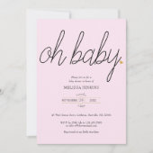 Invitation Oh Baby Gold Love Heart Baby Shower / Sprinkle (Devant)