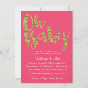 Invitation Oh Baby Gold Parties scintillant et foin sur Baby 