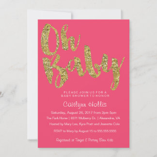 Invitation Oh Baby Gold Parties scintillant et foin sur Baby 