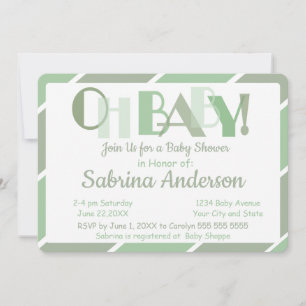 Invitation Oh Baby Green Baby shower Whimsical moderne