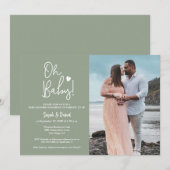 Invitation Oh Baby Green Photo Couple Douche (Devant / Derrière)