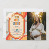 Invitation Oh Baby Groovy Retro Arc-en-ciel Douche bébé Photo (Devant)