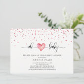 Invitation Oh Baby Heart Baby shower neutre (Debout devant)
