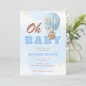 Invitation Oh Baby Hot Air Baby shower de ballon (Debout devant)