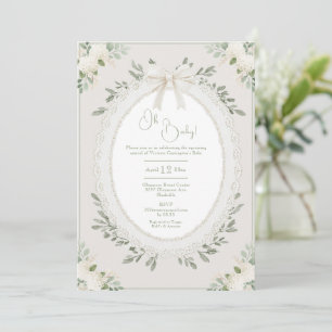 Invitation Oh Baby Hydrangea Baby Shower Vintage