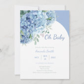 Invitation Oh Baby Hydrangea Dusty Baby shower bleu (Devant)