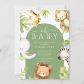 Invitation Oh Baby Jungle Baby shower (Devant)