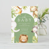 Invitation Oh Baby Jungle Baby shower (Debout devant)