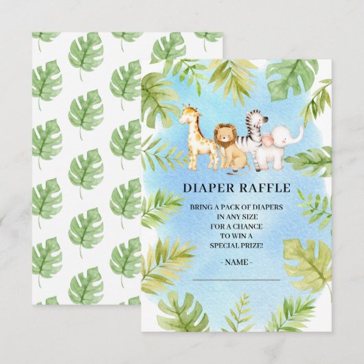 Invitation Oh Baby Jungle Baby shower Déchets Raffle (Devant / Derrière)