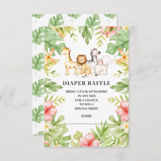 Invitation Oh Baby Jungle Baby shower Déchets Raffle (Devant / Derrière)