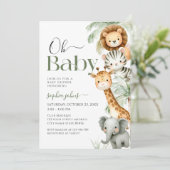 Invitation Oh Baby Jungle Safari Animaux Baby shower de fête (Debout devant)