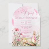 Invitation Oh Baby lapin lapin Baby shower d'aquarelle rose (Devant)