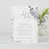 Invitation Oh Baby Lavender Floral Rose Baby shower chic (Debout devant)
