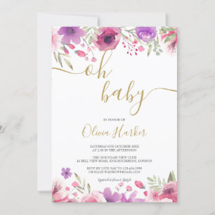 Invitation Oh Baby Meadow Flowers Baby Girl Douche / Sprinkin