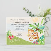 Invitation Oh Baby mignon baby shower jungle singe (Debout devant)