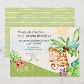 Invitation Oh Baby mignon baby shower jungle singe (Devant / Derrière)