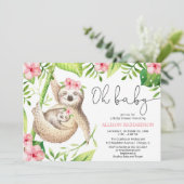 Invitation Oh Baby mignon paresse tropicale rose fille baby s (Debout devant)
