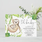 Invitation Oh Baby mignon paresseux baby shower de verdure tr (Debout devant)