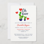 Invitation Oh Baby mignonne Succulent Cactus Baby shower Plan (Devant)