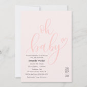 Invitation Oh Baby! Minimal Elegant Pink Script Baby Shower (Devant)