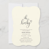 Invitation Oh Baby! Minimal Typography Cream Baby Shower (Devant)