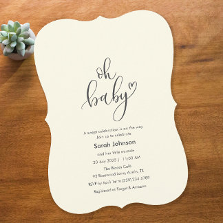 Invitation Oh Baby! Minimal Typography Cream Baby Shower