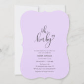 Invitation Oh Baby! Minimal Typography Purple Baby Shower (Devant)