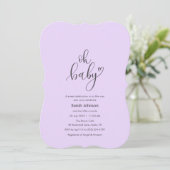 Invitation Oh Baby! Minimal Typography Purple Baby Shower (Debout devant)