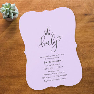 Invitation Oh Baby! Minimal Typography Purple Baby Shower