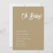 Invitation Oh Baby Minimalist Brown Baby shower de lumière (Devant)