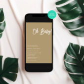 Invitation Oh Baby Minimalist Brown Baby shower de lumière