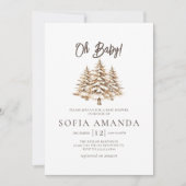 Invitation Oh Baby Minimalist Pine Trees Baby shower d'hiver (Devant)