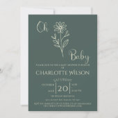 Invitation Oh Baby Minimalist Wildflower Baby Shower (Devant)