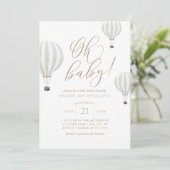 Invitation Oh Baby Mint Green Hot Air Baby shower (Debout devant)