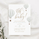 Invitation Oh Baby Mint Green Hot Air Baby shower<br><div class="desc">Invitations amis et famille à partager dans la joie de l'arrivée de votre petit avec cette invitation baby shower,  avec des montgolfières vert menthe et élégante typographie or.</div>