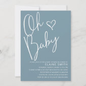 Invitation Oh Baby Modern Cute Blue Boy Baby shower (Devant)