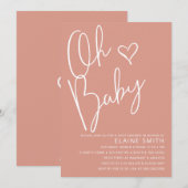 Invitation Oh Baby Modern mignon rose fille Baby shower (Devant / Derrière)