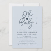 Invitation Oh Baby Modern Simple Pastel Blue Boy Baby shower (Devant)