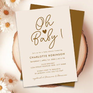 Invitation Oh Baby Modern Simple Sexe Baby shower neutre