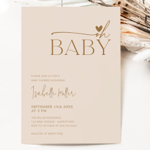Invitation Oh Baby Modern Simple Sexe Baby shower neutre