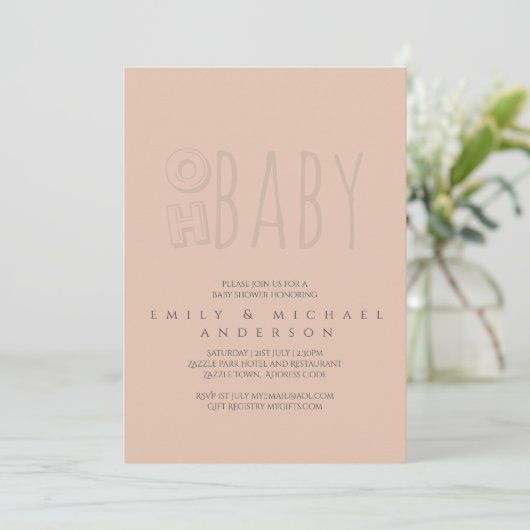Invitation Oh Baby Modern Typographie Script Couples Douche (Debout devant)
