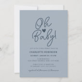 Invitation Oh Baby Moderne Simple Dusty Blue Baby shower garç (Devant)