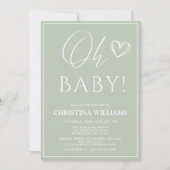 Invitation Oh Baby Moderne Simple Sage Baby shower Vert (Devant)