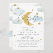 Invitation Oh Baby Moon & Stars theme Virtual Baby Shower (Devant / Derrière)