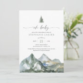 Invitation Oh Baby Mountain Forest Boy Baby shower (Debout devant)