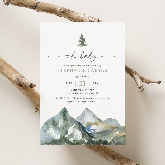 Invitation Oh Baby Mountain Forest Boy Baby shower