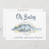 Invitation *~* OH BABY Mountain Paysage aquarelle (Devant / Derrière)