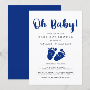 Invitation Oh Baby Navy Blue Baby Feet Douche