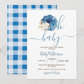 Invitation Oh Baby Navy Citrouille Baby shower floral (Devant / Derrière)