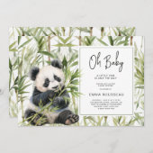 Invitation Oh Baby Panda Bear Baby shower Bambou (Devant / Derrière)